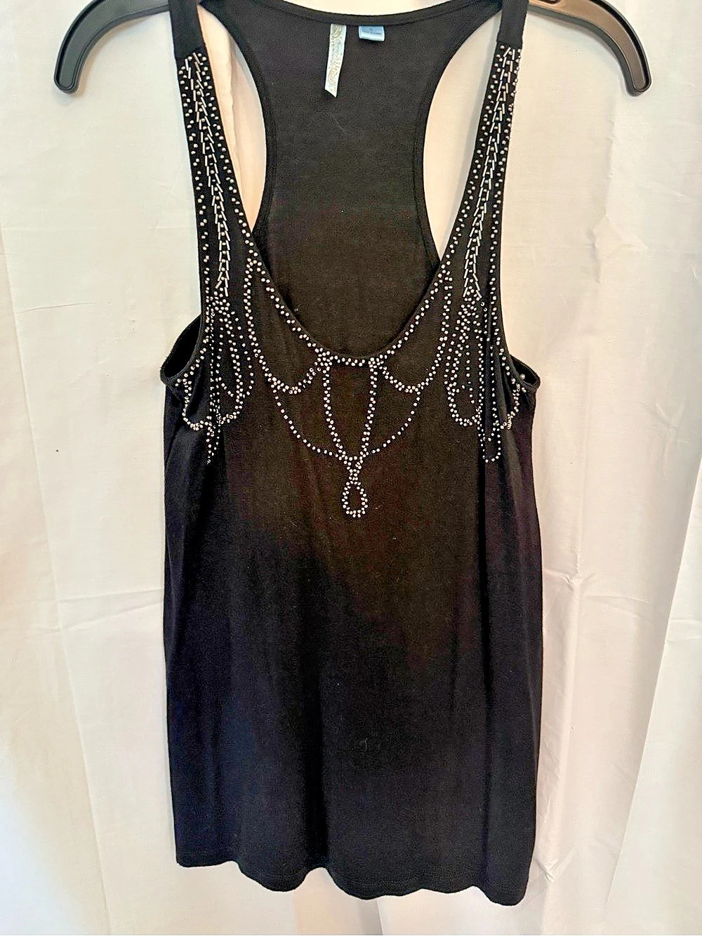 Embellished Racer Back Tank Top in Black Size Small Like New